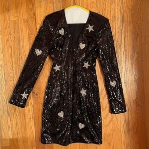 Sequin black blazer mini dress size 0